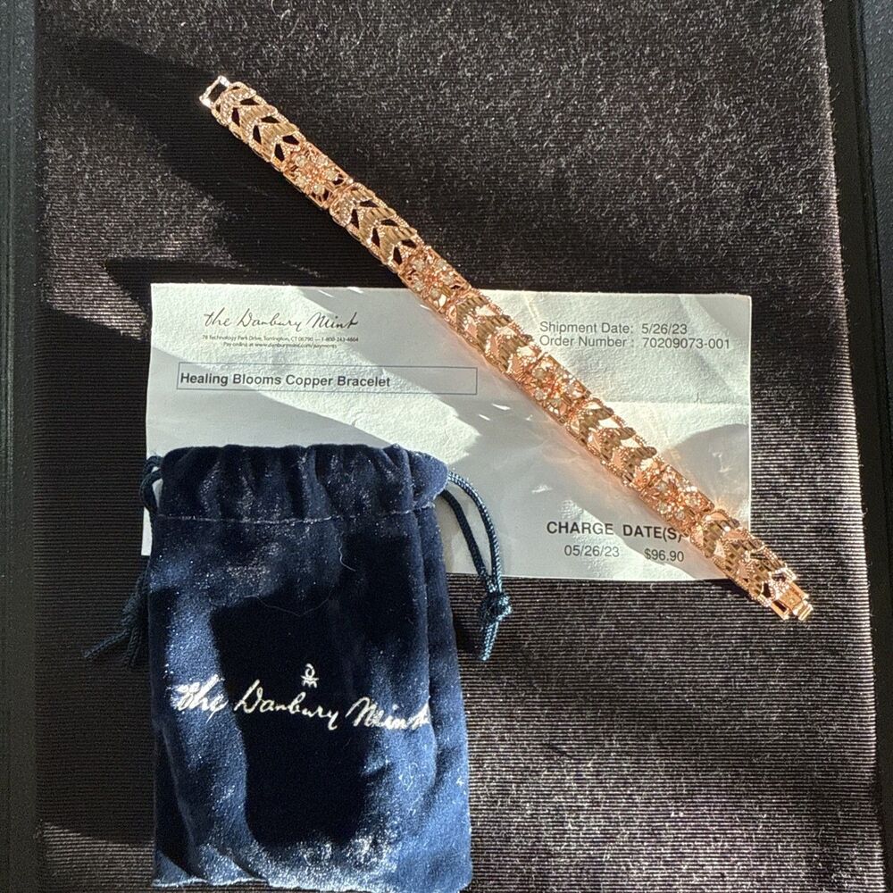 The Danbury Mint Healing Blooms Copper Bracelet NWOT Retails $96 Value